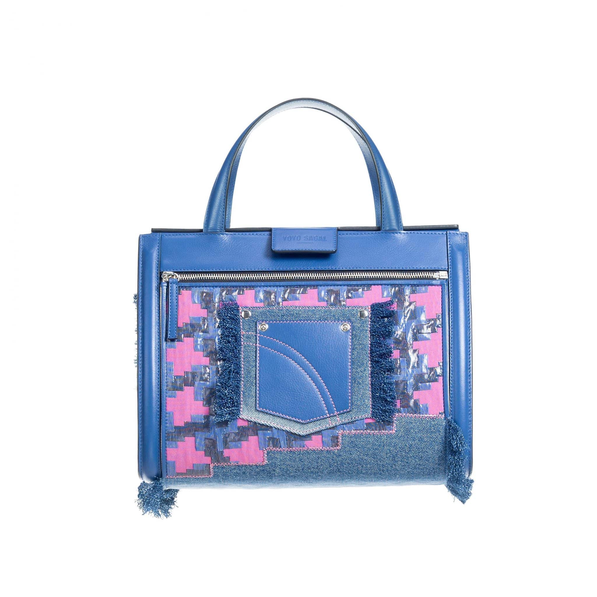 Bolso azul mujer - blue bag with pocket front- Yoyo Sagal