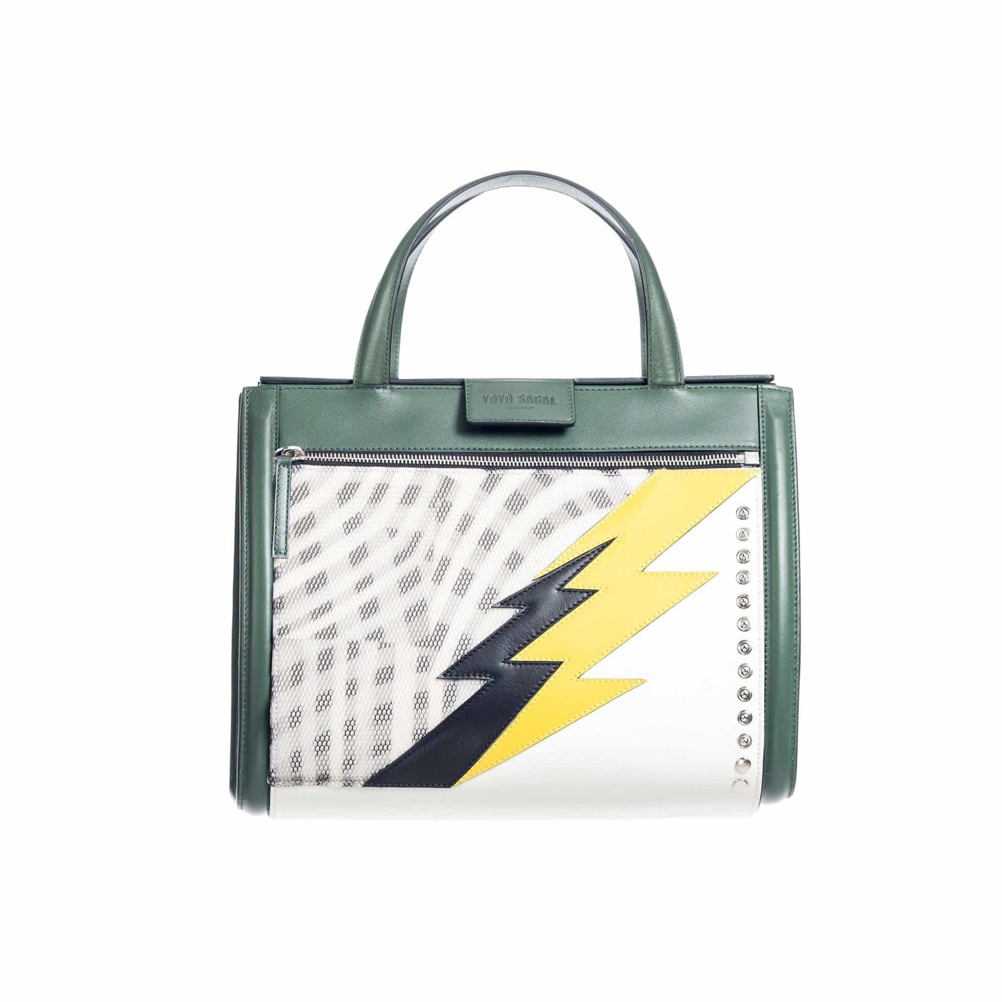 Bolso verde mujer - green bag with storm 331 front- Yoyo Sagal